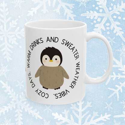 Cozy Vibes Penguin with Stars - Mug