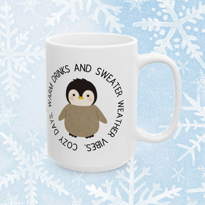 Cozy Vibes Penguin with Stars - Mug