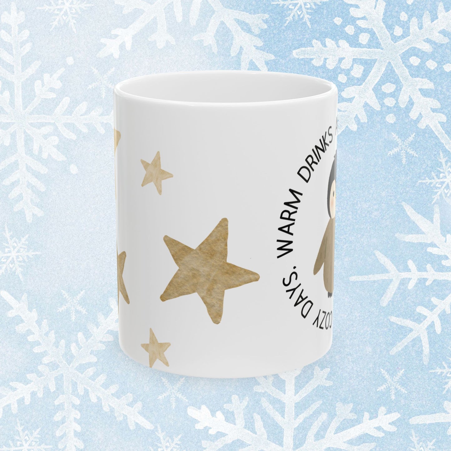 Cozy Vibes Penguin with Stars - Mug