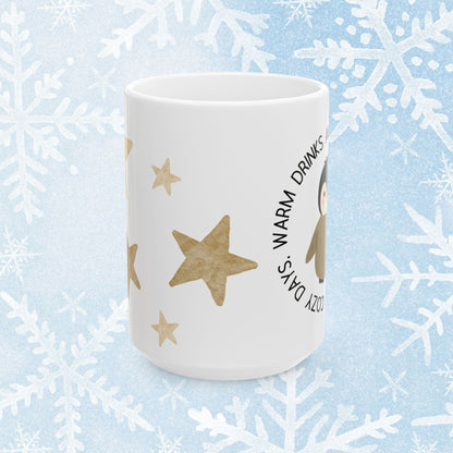 Cozy Vibes Penguin with Stars - Mug